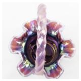 1997 7" FENTON Plum Opalescent "Button & Arches" Basket. ***Family Signing Event Exclusive Less Than 2,000 Produced 1997.***