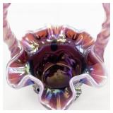 1997 7" FENTON Plum Opalescent "Button & Arches" Basket. ***Family Signing Event Exclusive Less Than 2,000 Produced 1997.***