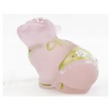 FENTON Pink Satin "Ready for Summer" Hand painted Sitting Pig Figurine.