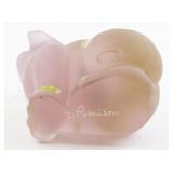 FENTON Pink Satin "Ready for Summer" Hand painted Sitting Pig Figurine.