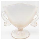 1980 FENTON Velva Rose Stretch Vase with Dolphin Handle.