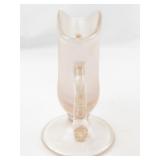 1980 FENTON Velva Rose Stretch Vase with Dolphin Handle.