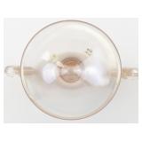 1980 FENTON Velva Rose Stretch Vase with Dolphin Handle.