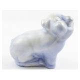 FENTON Blue Slag Sitting Pig Figurine.