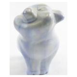 FENTON Blue Slag Sitting Pig Figurine.