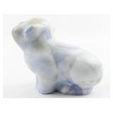 FENTON Blue Slag Sitting Pig Figurine.