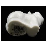 FENTON White Satin? Hand painted Floral Sitting Pig Figurine.