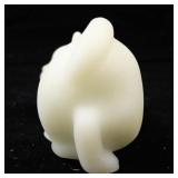 FENTON White Satin Crouching Cat Figurine.