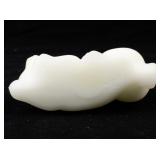 FENTON White Satin Crouching Cat Figurine.