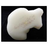 FENTON Custard Hand Painted Roses Sitting Cat Figurine.