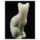 FENTON 5" Lotus Mist Burmese Hand painted Floral Sitting Cat Figurine.***LIMITED EDITION #428/4750***