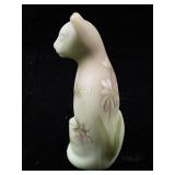 FENTON 5" Lotus Mist Burmese Hand painted Floral Sitting Cat Figurine.***LIMITED EDITION #428/4750***