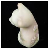 FENTON 5" Lotus Mist Burmese Hand painted Floral Sitting Cat Figurine.***LIMITED EDITION #428/4750***
