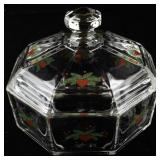 PORSGGRUND Red Hearts & Pines Candy Dish with Lid.