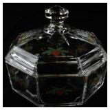 PORSGGRUND Red Hearts & Pines Candy Dish with Lid.