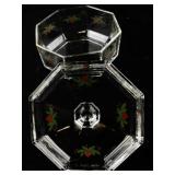 PORSGGRUND Red Hearts & Pines Candy Dish with Lid.