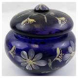 FENTON 4" Royal Purple Floral Pattern 24k Gold Accents Hand painted Covered Box. ***LIMITED EDITION #269/250***