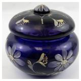 FENTON 4" Royal Purple Floral Pattern 24k Gold Accents Hand painted Covered Box. ***LIMITED EDITION #269/250***