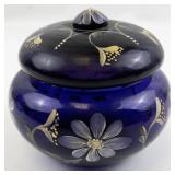 FENTON 4" Royal Purple Floral Pattern 24k Gold Accents Hand painted Covered Box. ***LIMITED EDITION #269/250***