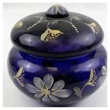 FENTON 4" Royal Purple Floral Pattern 24k Gold Accents Hand painted Covered Box. ***LIMITED EDITION #269/250***