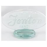 FENTON 5" Opaline Oval "Authentic Fenton Handmade" Logo Shelf Display Sign.