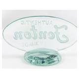 FENTON 5" Opaline Oval "Authentic Fenton Handmade" Logo Shelf Display Sign.