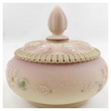 FENTON Burmese Sparkling Gold & Iced Hand painted Vanity Set. -Trinket Box, Perfume Bottle. ***LIMITED EDITION #884/2000 -Estimated Replacement Value $500***