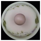 FENTON Burmese Hand painted Floral & Butterfly Temple Jar. ***Convention Piece***