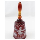 1995 FENTON 6.5" Mary Gregory "Butterfly Delight" Bell (Handle has broken off)