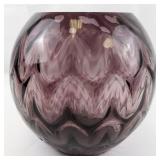 1982 FENTON 10" Amethyst Sculptured Ice Optic Sphere Vase.