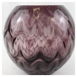 1982 FENTON 10" Amethyst Sculptured Ice Optic Sphere Vase.