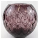 1982 FENTON 10" Amethyst Sculptured Ice Optic Sphere Vase.
