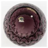 1982 FENTON 10" Amethyst Sculptured Ice Optic Sphere Vase.