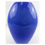 1985 FENTON 12" French Blue "Gabrielle" Sand carved Oval Vase. ***LIMITED EDITION #104/800***