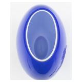 1985 FENTON 12" French Blue "Gabrielle" Sand carved Oval Vase. ***LIMITED EDITION #104/800***