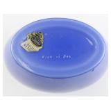 1985 FENTON 12" French Blue "Gabrielle" Sand carved Oval Vase. ***LIMITED EDITION #104/800***