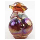 FENTON Red Carnival Hand painted Floral Sitting Pig Figurine.