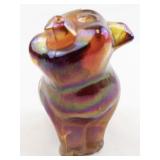 FENTON Red Carnival Hand painted Floral Sitting Pig Figurine.