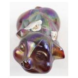 FENTON Red Carnival Hand painted Floral Sitting Pig Figurine.