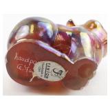 FENTON Red Carnival Hand painted Floral Sitting Pig Figurine.