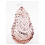 FENTON 5" Petal Pink Pear Lidded Box. (Has Original Box)