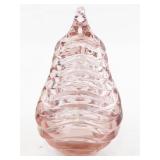 FENTON 5" Petal Pink Pear Lidded Box. (Has Original Box)