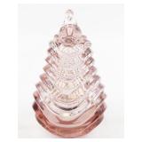 FENTON 5" Petal Pink Pear Lidded Box. (Has Original Box)