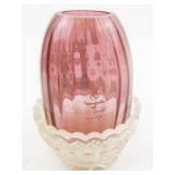 FENTON 5" Mary Gregory Cranberry Hand painted Fairy Light.