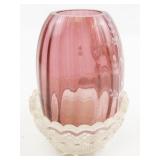 FENTON 5" Mary Gregory Cranberry Hand painted Fairy Light.