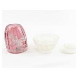 FENTON 5" Mary Gregory Cranberry Hand painted Fairy Light.