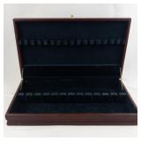 Red Vintage Silverware Case Box with Green Velvet Interior
