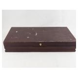 Red Vintage Silverware Case Box with Green Velvet Interior