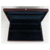 Red Vintage Silverware Case Box with Green Velvet Interior