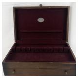 Vintage JENEL Wood Silverware Tarnish Proof Chest with Red Velvet Interior